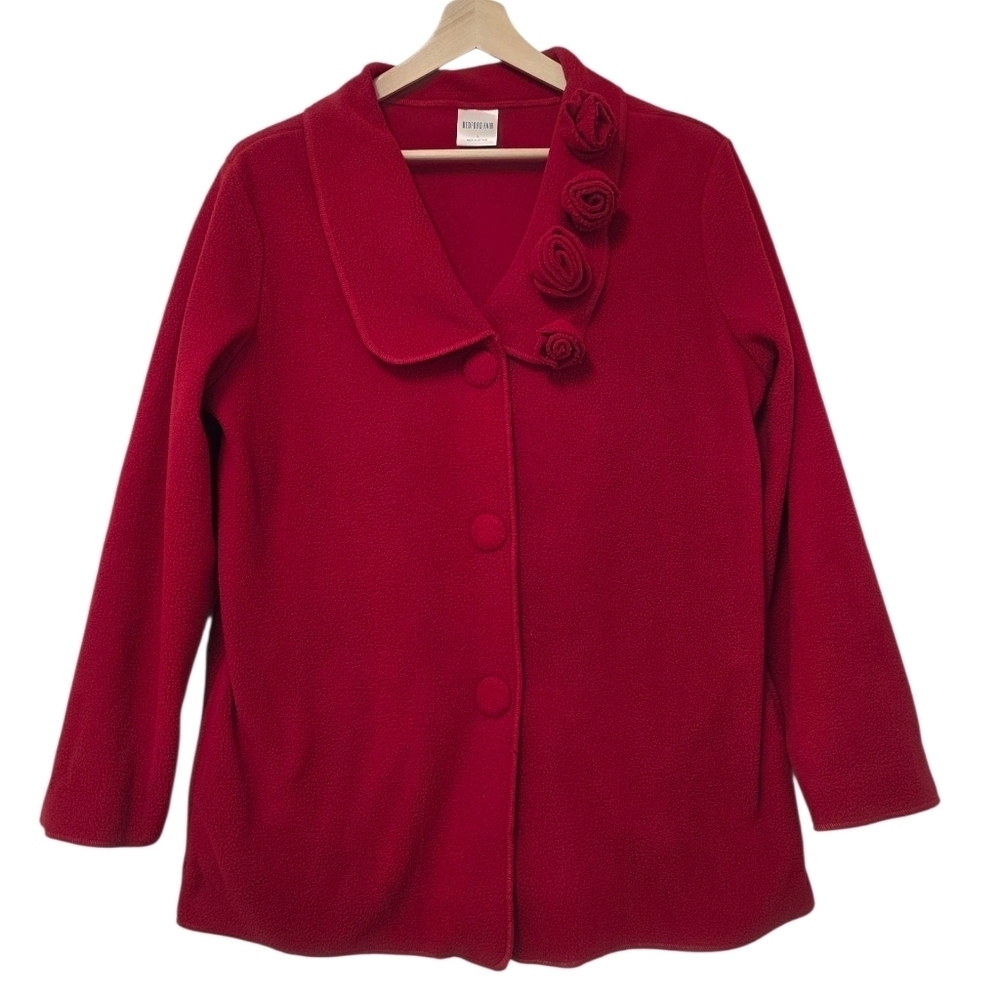 Bedford Fair Women's Fleece Coat Rose's Red Size Large Warm Coat Winter Coat